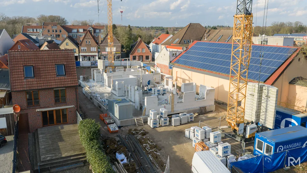 Drohnenaufnahme der Baustelle Zwischenbrücken in Wildeshausen am 27. Februar 2026 — Aufnahme 1