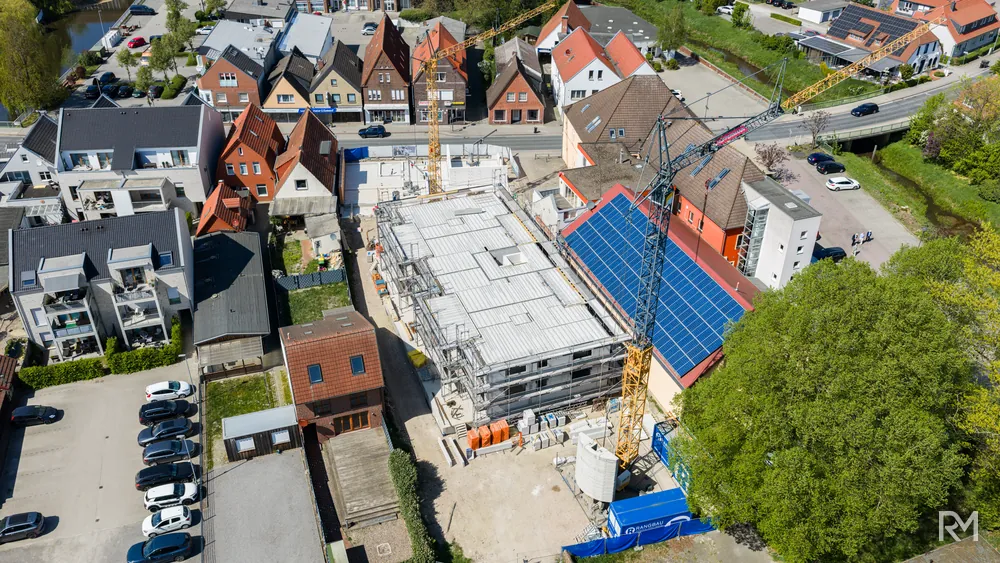 Drohnenaufnahme der Baustelle Zwischenbrücken in Wildeshausen am 2. Mai 2026 — Aufnahme 1