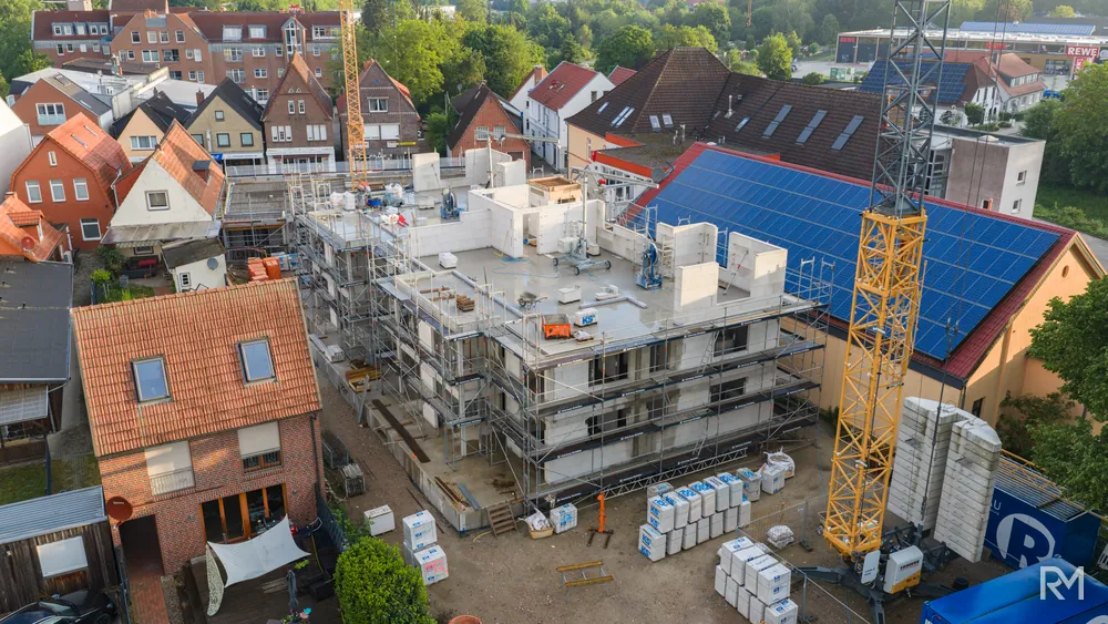 Drohnenaufnahme der Baustelle Zwischenbrücken in Wildeshausen am 3. Juni 2026 — Aufnahme 1